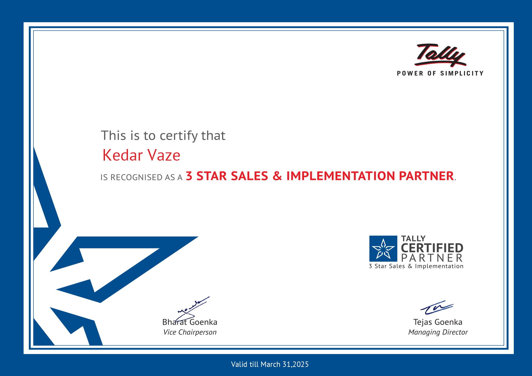 Vaze Business Hub Certified Tally Partner