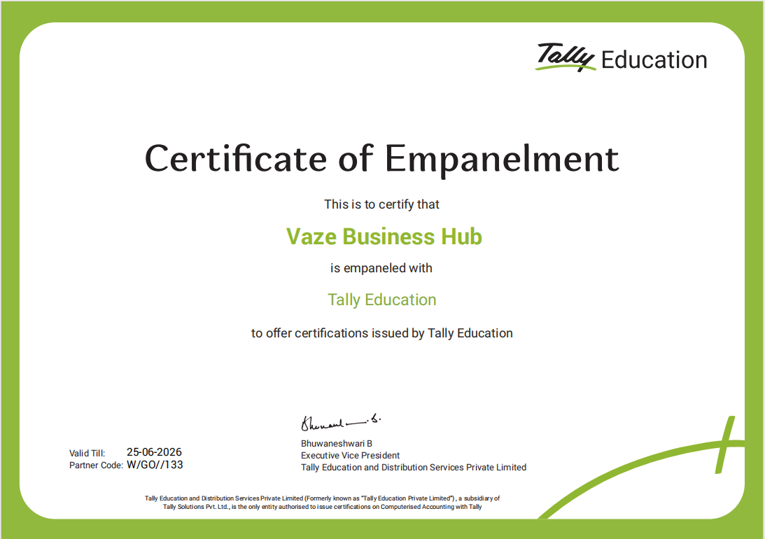 Vaze Business Hub Certified Tally Partner